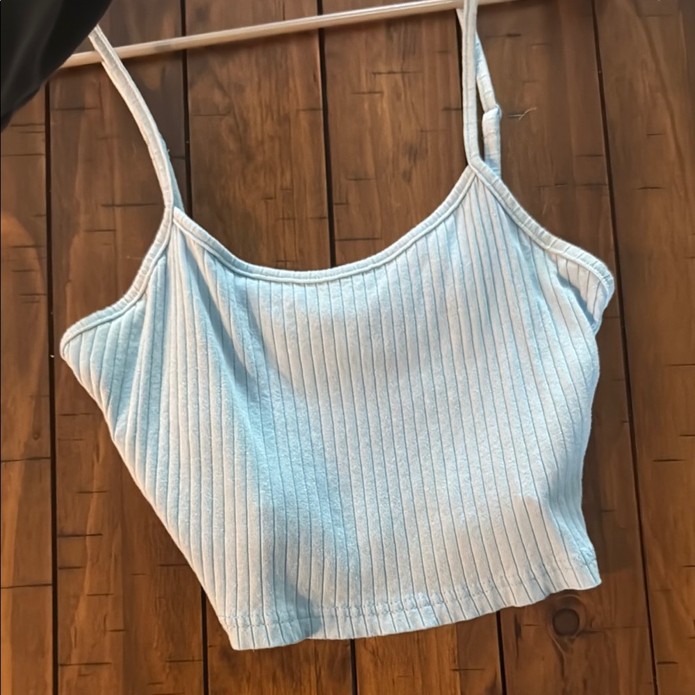 SHEIN Blue Ribbed Crop Camisole Top